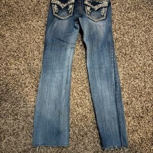Grace in LA Blue Skinny Jeans with Decorative Stitching